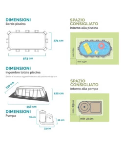 Piscina prisma ovale 503x274x122 cm con pompa filt