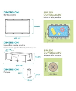 Piscina fuori terra rettangolare intex "rectangular frame" 450x220x84 cm