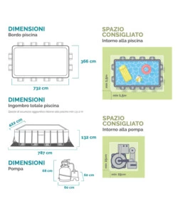 Piscina fuori terra rettangolare intex "ultra xtr frame" 732x366x132 cm - cod.26368