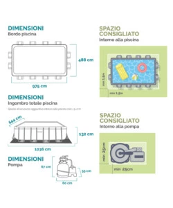 Piscina fuori terra rettangolare intex "ultra xtr frame" 975x488x132 cm - cod.26374