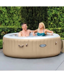 Piscina idromassaggio gonfiabile rotonda intex "bubble massage" colore beige 4 persone 196x196x71cm