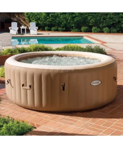 Piscina idromassaggio gonfiabile rotonda intex "bubble massage" colore beige 4 persone 196x196x71cm