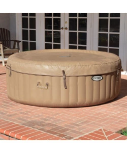 Piscina idromassaggio gonfiabile rotonda intex "bubble massage" colore beige 4 persone 196x196x71cm