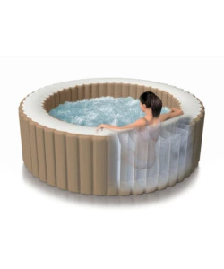 Piscina idromassaggio gonfiabile rotonda intex "bubble massage" colore beige 4 persone 196x196x71cm