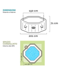 Piscina idromassaggio gonfiabile ottagonale intex "jet & bubble deluxe" 4 persone 181x181x71cm