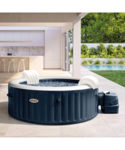 Piscina idromassaggio gonfiabile rotonda intex "bubble massage" colore blu 4 persone 196x196x71cm