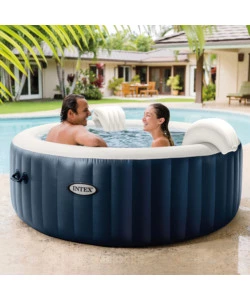 Piscina idromassaggio gonfiabile rotonda intex "bubble massage" colore blu 4 persone 196x196x71cm