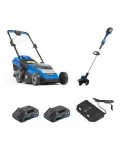 Kit macchine brushless 40v hyundai tagliaerba, decespugliatore, 2 batterie e caricabatterie doppio rapido