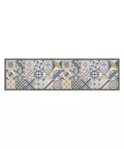 Passatoia in vinile 'runner' fantasia 'cement tiles', 180x50 cm