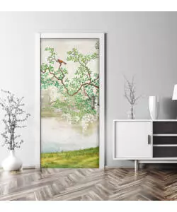 Rivestimento per porta in vinile fantasia "old japan", 210x83 cm