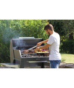 Barbecue a legna fontana "tirreno appoggio" colore acciaio e griglia 80x40