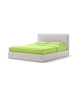 Letto matrimoniale "zoom" in ecopelle colore bianco con rete e contenitore, 160x190 cm