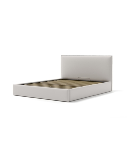 Letto matrimoniale 'zoom' in ecopelle colore bianco con rete e contenitore, 160x190 cm