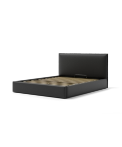 Letto matrimoniale 'zoom' in ecopelle colore nero con rete e contenitore, 160x190 cm