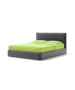 Letto matrimoniale "zoom" in tessuto colore grigio con rete e contenitore, 160x190 cm