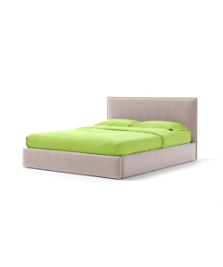 Letto matrimoniale "zoom" in tessuto colore rosa con rete e contenitore, 160x190 cm