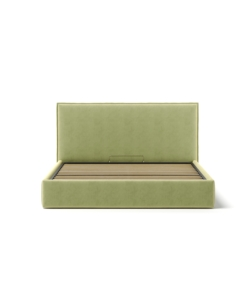 Letto matrimoniale "zoom" in tessuto colore verde con rete e contenitore, 160x190 cm