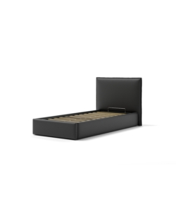 Letto singolo 'zoom' in ecopelle colore nero con rete e contenitore, 90x190 cm