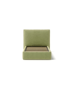 Letto singolo "zoom" in tessuto colore verde con rete e contenitore, 90x190 cm