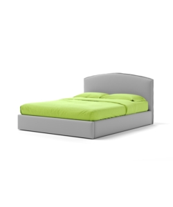 Letto matrimoniale "moon" in ecopelle colore grigio con rete e contenitore, 160x190 cm