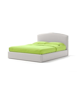 Letto matrimoniale "moon" in ecopelle colore bianco con rete e contenitore, 160x190 cm