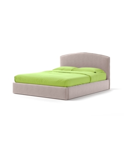 Letto matrimoniale "moon" in tessuto colore rosa con rete e contenitore, 160x190 cm