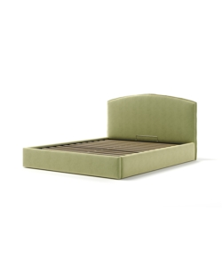 Letto matrimoniale 'moon' in tessuto colore verde con rete e contenitore, 160x190 cm