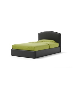 Letto una piazza e mezza "moon" in ecopelle colore nero con rete e contenitore, 120x190 cm