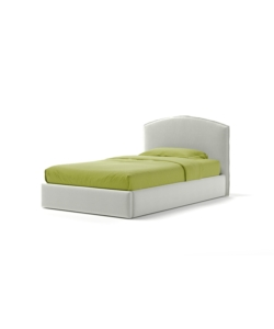 Letto una piazza e mezza "moon" in tessuto colore bianco con rete e contenitore, 120x190 cm