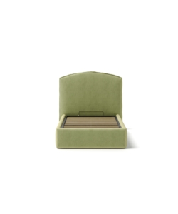 Letto singolo "moon" in tessuto colore verde con rete e contenitore, 90x190 cm