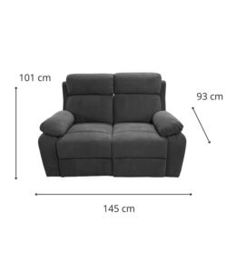 DIVANO 2 POSTI BELLAHOME 'ANNIKA' CON RECLINER MANUALE, 145X93X101 CM