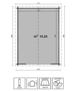 Casetta in legno da giardino "diana" in abete grezzo, 300x400x226 cm