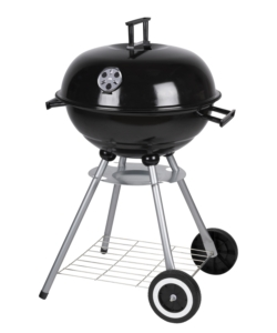 Barbecue a carbone tondo con ruote in acciaio colore nero, diametro 45 cm