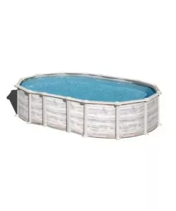 Piscina fuori terra ovale gre 'islanda' in acciaio effetto legno nordico 610x375x132 - cod. kitprov6188n