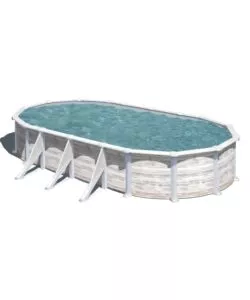 Piscina fuori terra ovale gre 'groenlandia' in acciaio effetto legno nordico 730x375x132 - cod. kitprov738n