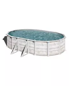 Piscina fuori terra ovale gre 'groenlandia' in acciaio effetto legno nordico 610x375x132 - cod. kitprov618n