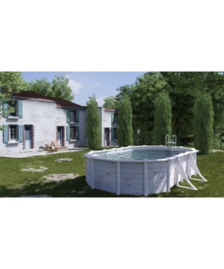 Piscina fuori terra ovale gre "groenlandia" in acciaio effetto legno nordico 500x300x132 - cod. kitprov508n