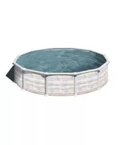 Piscina fuori terra rotonda gre 'groenlandia' in acciaio effetto legno nordico 550x550x132 - cod. kitpr558n