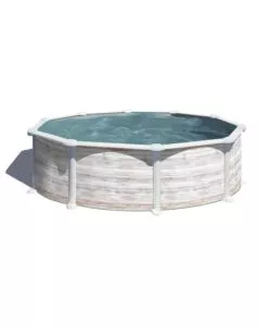 Piscina fuori terra rotonda gre 'groenlandia' in acciaio effetto legno nordico 460x460x132 - cod. kitpr458n