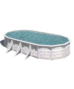 Piscina fuori terra ovale gre 'finlandia' in acciaio effetto legno nordico 730x375x120 - cod. kit730n