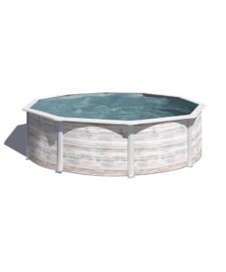 Piscina fuori terra rotonda gre 'finlandia' in acciaio effetto legno nordico 460x460x120 - cod. kit460n