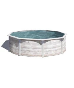 Piscina fuori terra rotonda gre 'finlandia' in acciaio effetto legno nordico 300x300x120 - cod. kit300n