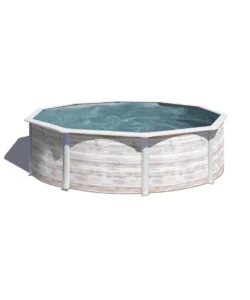 Piscina fuori terra rotonda gre 'finlandia' in acciaio effetto legno nordico 240x240x120 - cod. kit460n