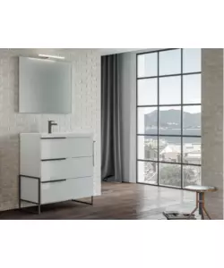 Composizione bagno 'febe' bianco lucido 82x48x195 cm