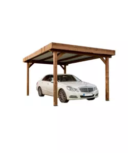 Carport auto in legno termo-trattato e acciaio habrita 'thones 3550' 1 posto 3,48x5,04x2,57 mt