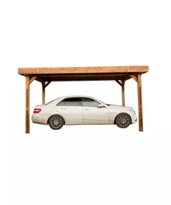 Carport auto in legno termo-trattato e acciaio habrita "thones 3550" 1 posto 3,48x5,04x2,57 mt