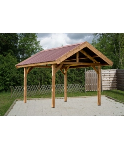 Carport auto in legno termo-trattato habrita "thurac 3550 n" 1 posto 3,55x5,04x3,38 mt