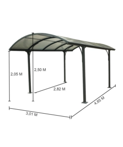 Carport auto in alluminio e policarbonato habrita 'car 3048 alrp t' 1 posto 4,85x3,01x2,50 mt