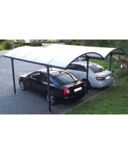 Carport auto in alluminio e policarbonato habrita "car 6048 alrp t" 2 posti 4,85x5,90x2,50 mt