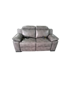 Divano 2 posti bellahome 'giulia' con sistema relax, in ecopelle effetto invecchiato grigio 170x106x85 cm